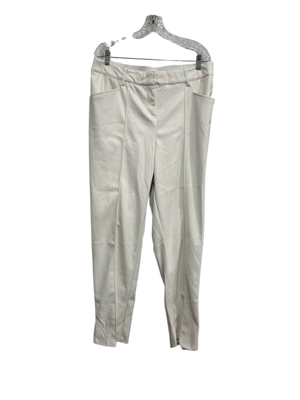 Lane Bryant 16 White Faux Leather Pants Pockets Belt Loops Statement Style Y2K